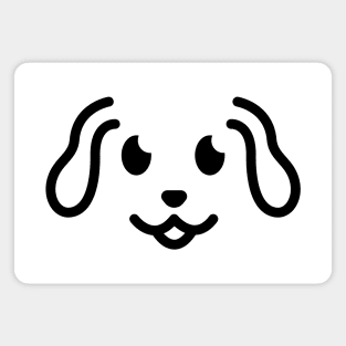 Woof! - Cute Dog Face Line Art - Black Magnet